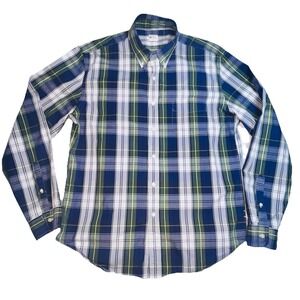 Men's XL J.Crew Sunwashed Oxford Long Sleeve Button Up Plaid Shirt 100% Cotton